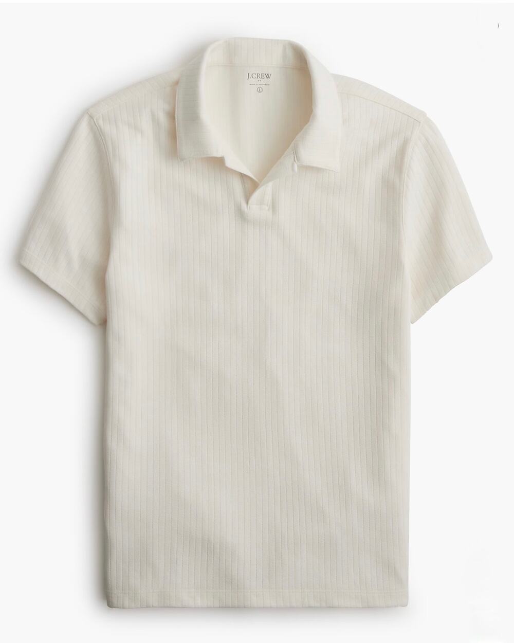 NWOT J.Crew Factory Men's Ribbed-Knit Johnny Collar Polo Shirt Ivory Size XXL